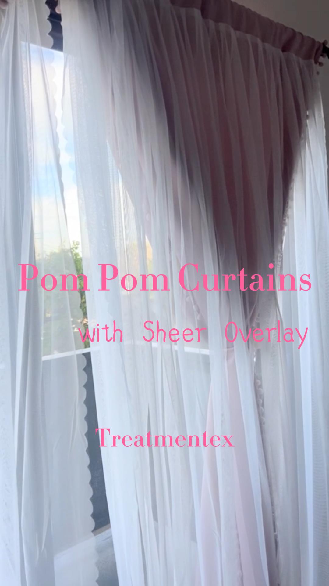 Pom Pom at  カーテン Amazon.com: Pom Pom Blackout Curtains with Sheer Overlay for